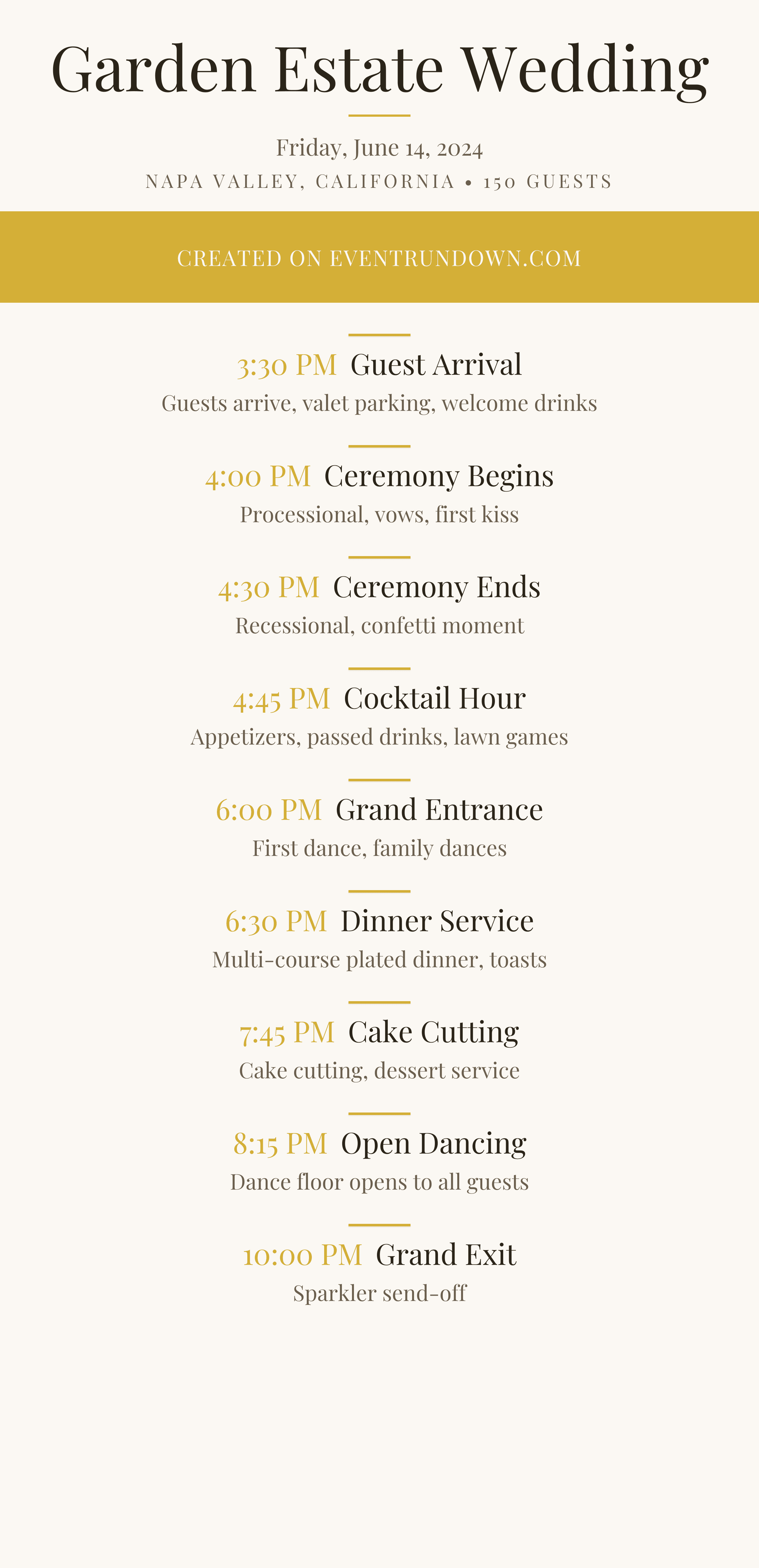 Wedding Day Timeline