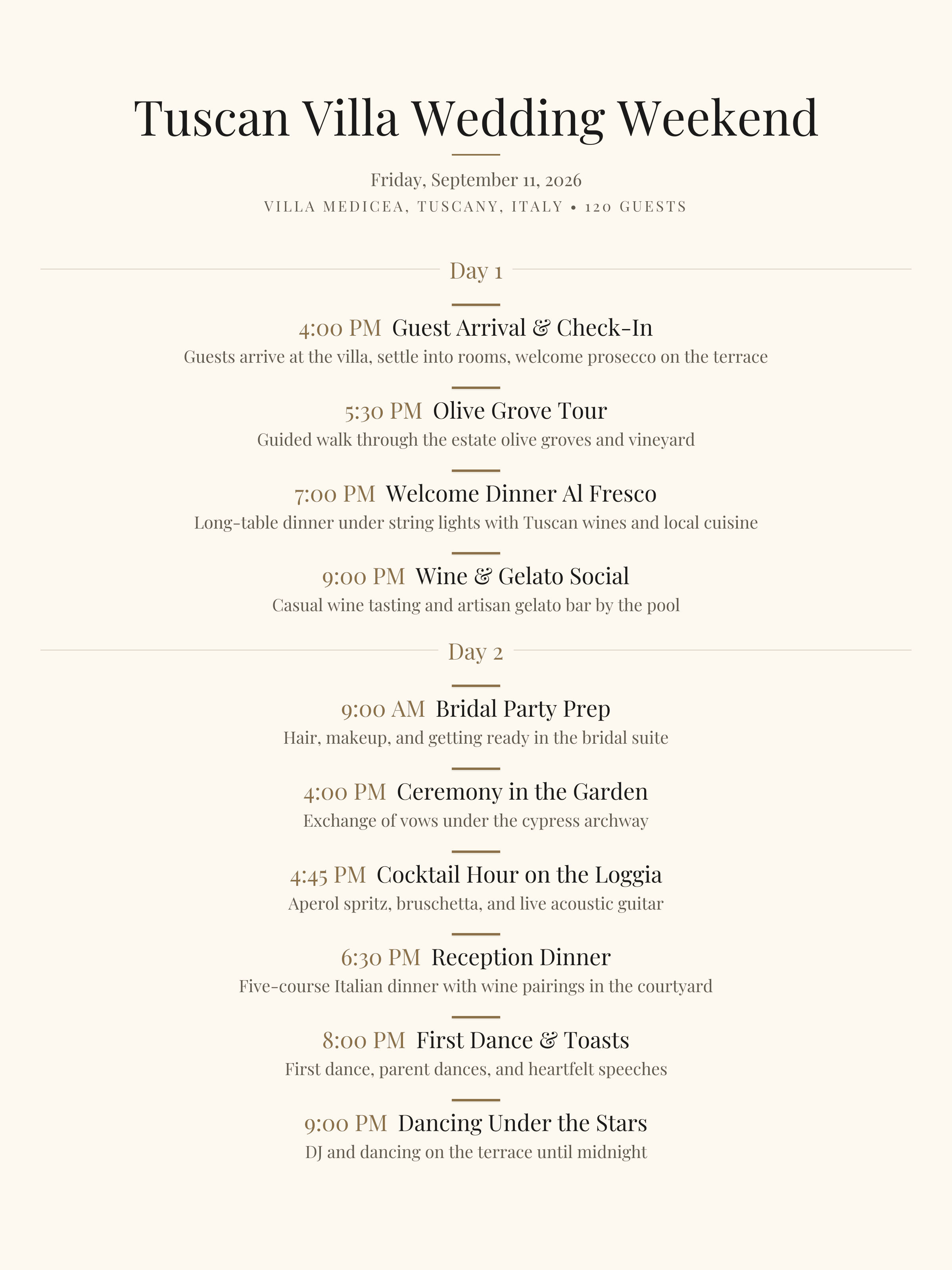 Tuscan Villa Wedding Weekend