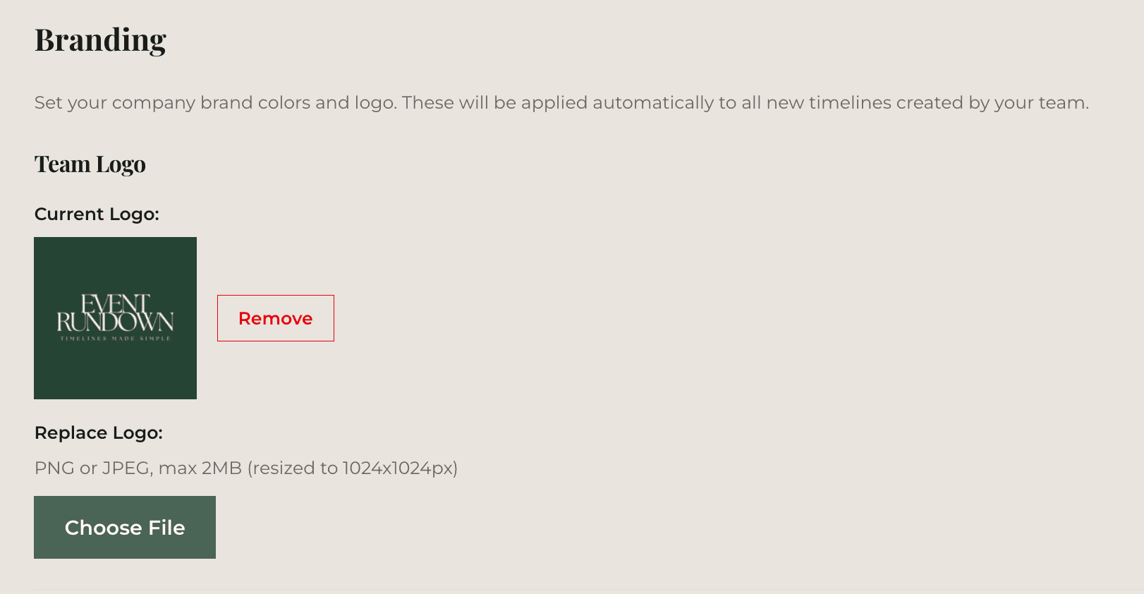 Custom branded timeline export