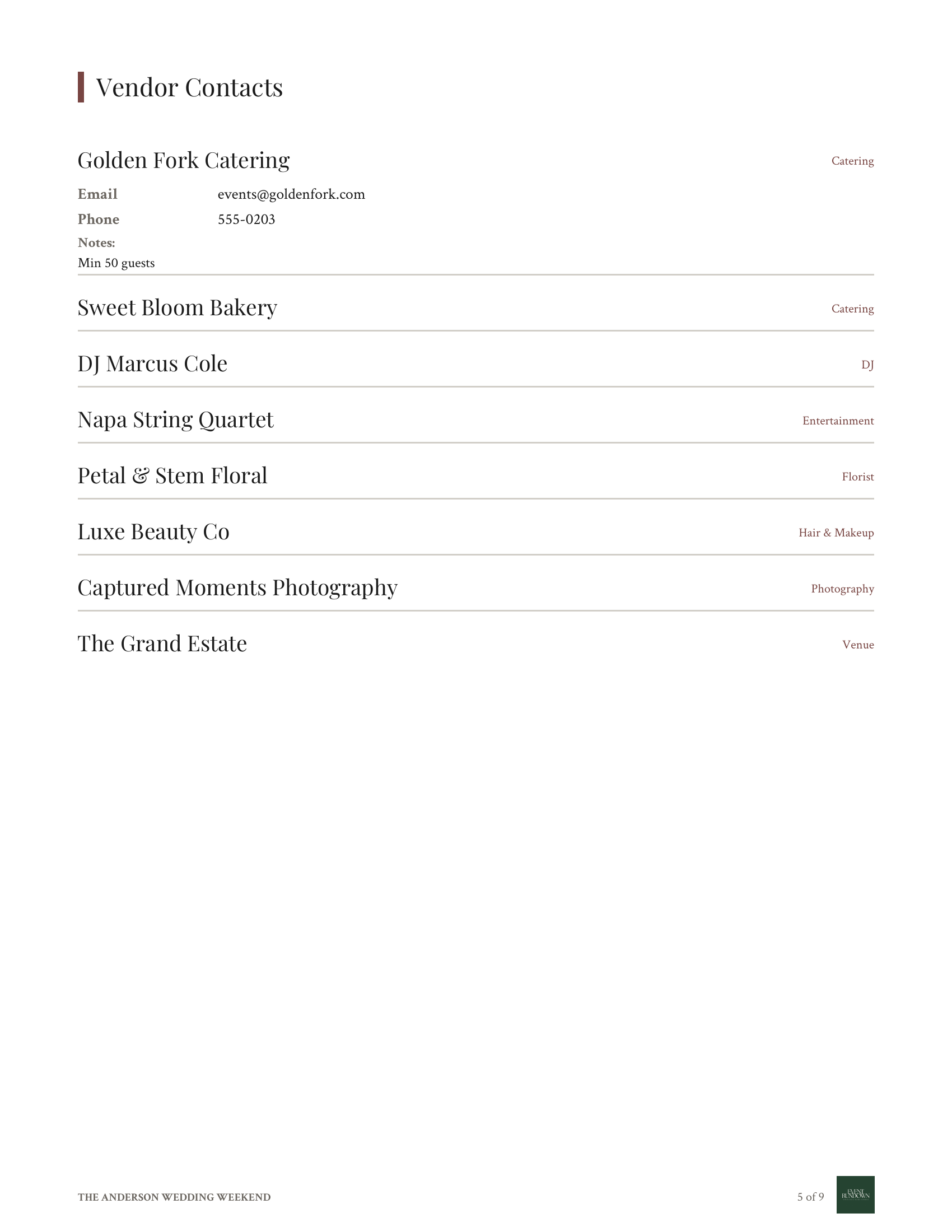 Anderson Wedding branded PDF — page 5 of 9